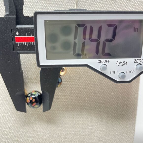 Murano Glass Millefiori Bead Necklace Long Black Gold-Tone Dainty Simple Minimal - Picture 8 of 9